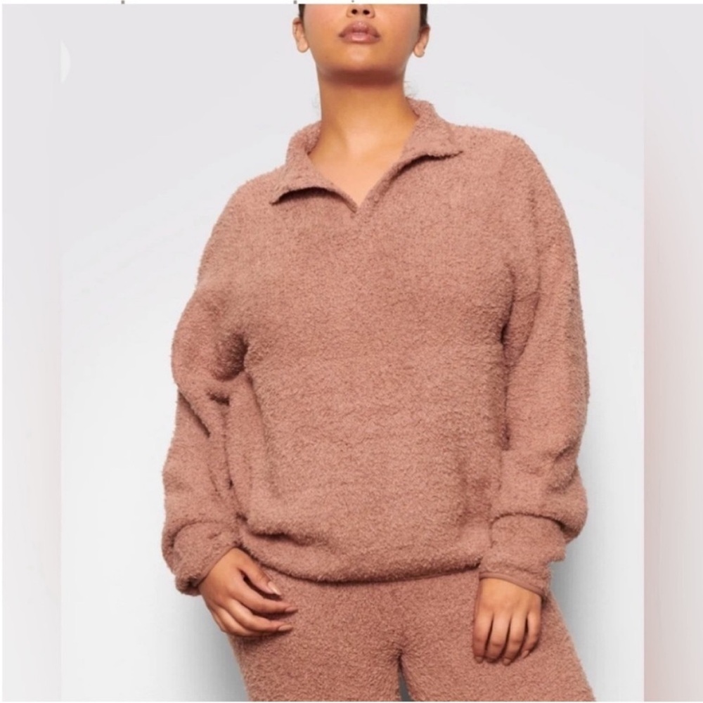 Skims Cozy Knit Pullover rose clay